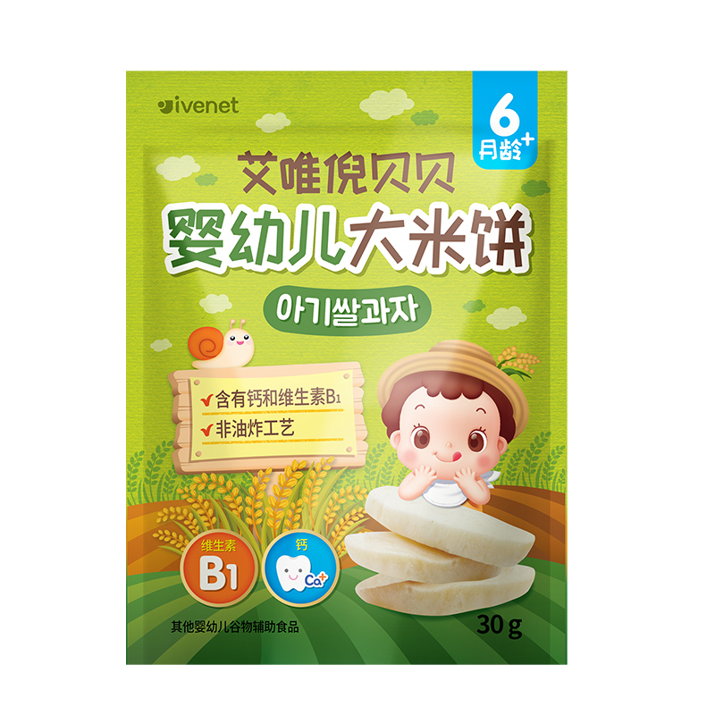 ivenet 艾唯倪 贝贝婴幼儿大米饼 原味 30g