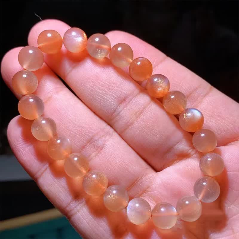 瓶凡7a级天然橙月光石手链女甜美日光石手串金沙猫眼单圈水晶饰品