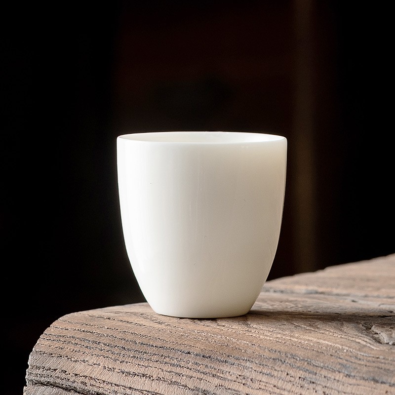 极素茶杯陶瓷家用功夫茶具品茗杯主人杯单个白瓷描金羊脂玉小茶杯单只凝香杯【纯白】