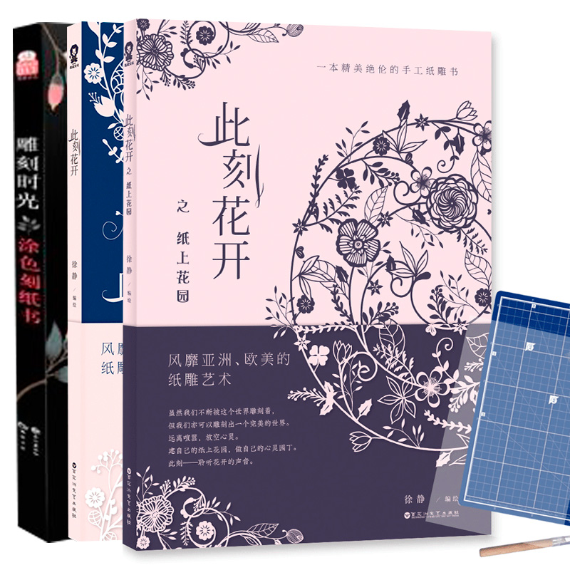纸雕书全3册 此刻花开一本精美的手工纸雕书 diy手工制作纸雕书立体书