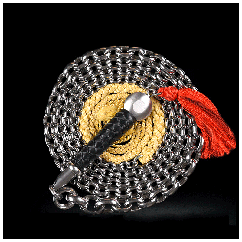 优凡优品 鞭子响鞭健身甩鞭麒麟鞭不锈钢螺母钢鞭老年铁鞭 有纹螺母黑