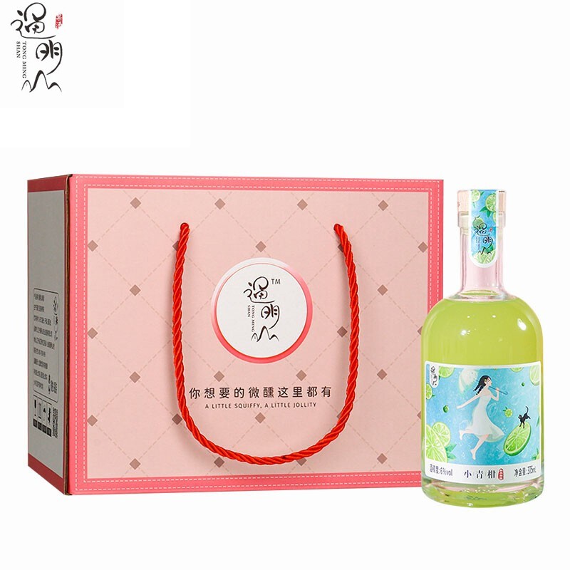 通明山 水果酒低度女士微醺甜酒鸡尾酒自饮送礼 6度 小青柑375ml*6瓶礼盒装