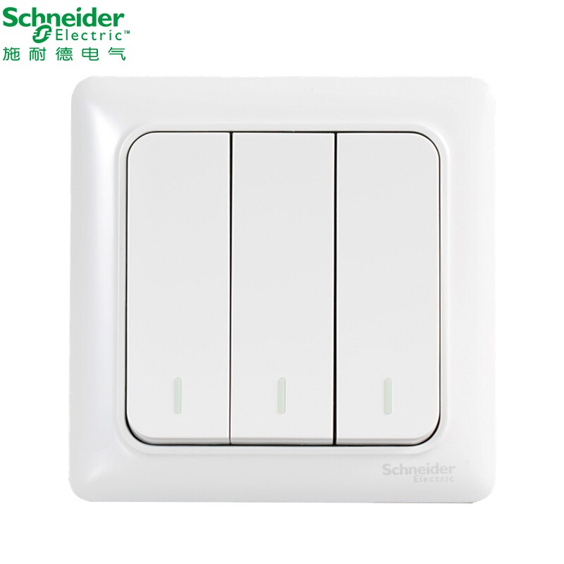 施耐德(schneider) 开关插座面板三开单控开关 86型家用暗装三联三位