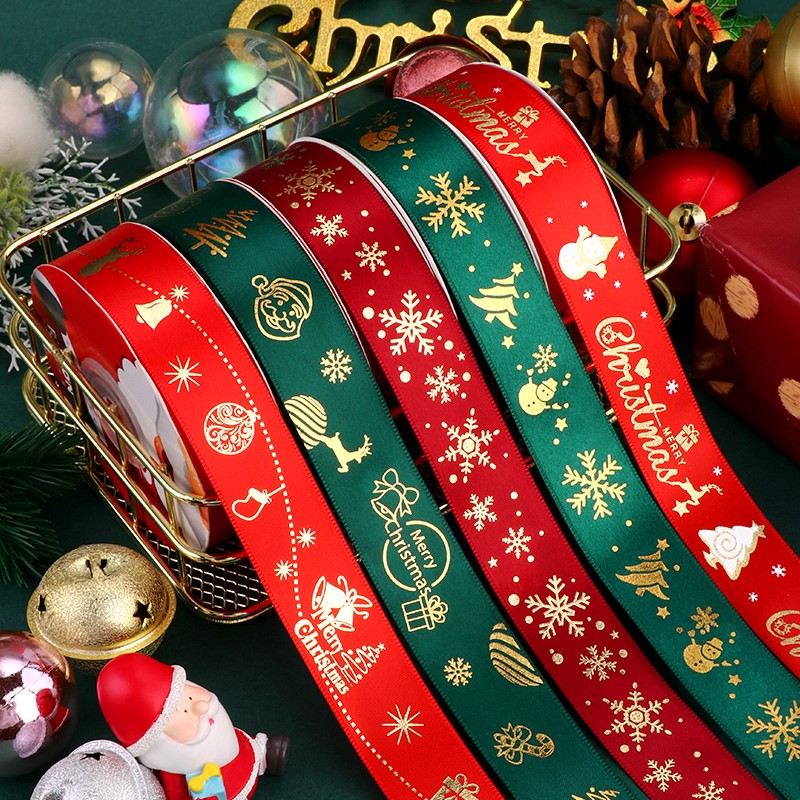DOROCH 圣诞节丝带6米 丝带装饰缎带礼品包装丝带派对装饰彩带2.5cm