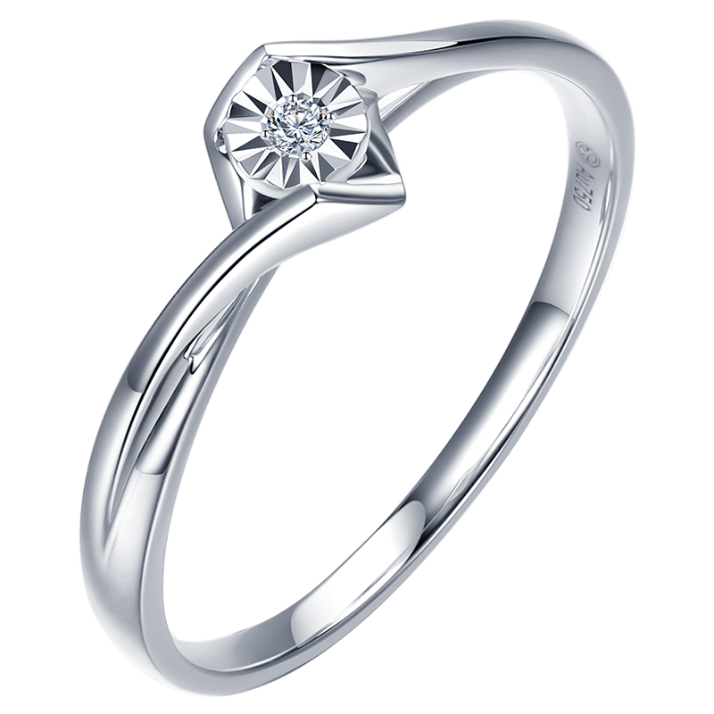 鉆石世家18K金鉆戒 自在·翩翩起舞六爪鑲嵌鉆石戒指結(jié)婚戒指簡(jiǎn)約款 12號(hào)