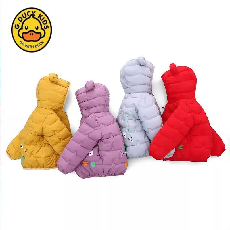 G.duck小黄鸭轻薄棉服秋冬儿童卡特连帽外套年婴幼儿宝宝 浅绿色 80