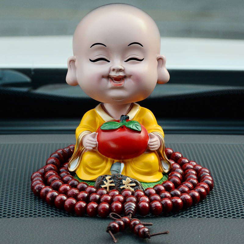 摇头小和尚可爱摇头公仔小沙弥弥勒佛车载车内车饰品男女摆件 平安