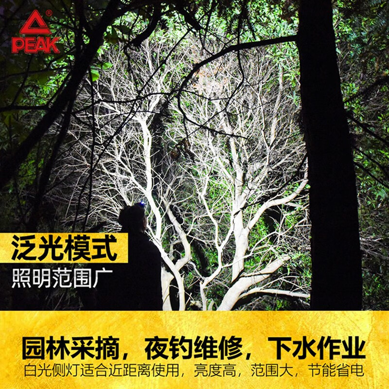 匹克（PEAK）头灯强光超亮户外露营赶海夜钓鱼防水工作矿头戴式长续航照明手电 升级强光超亮款-锂电池续航6H