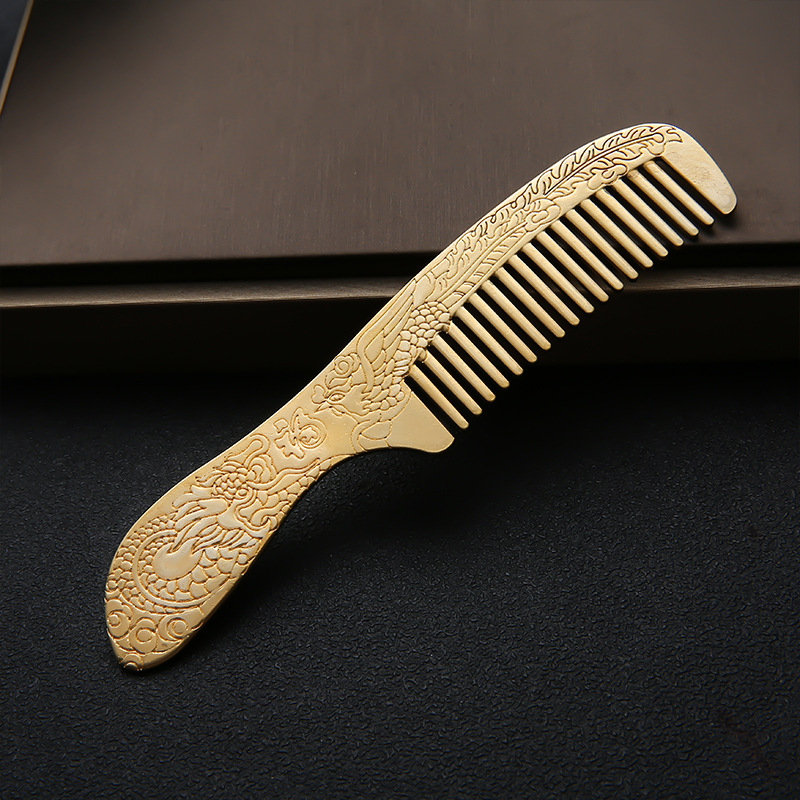 微浓越南沙金发梳孔雀百福六字真言久不褪色铜梳子支持定制 1