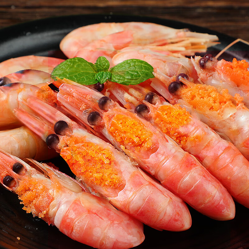 十里馋 头籽北极虾带籽甜虾刺身冰虾海鲜水产大虾冷冻腹籽即食北极熊3