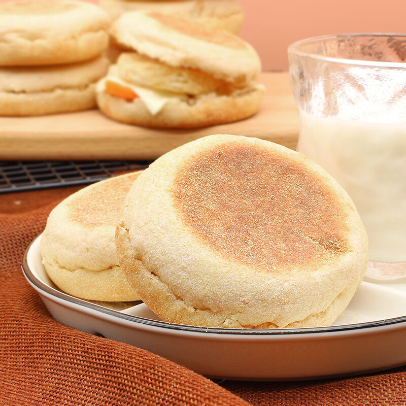 果靓晟全麦低脂麦芬muffin麦面包松饼满分汉堡胚英式早餐半成品食材坯