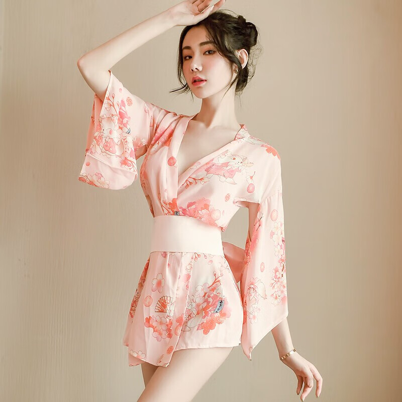 制服丁字裤睡裙性感内衣成人用品sm开裆露乳旗袍抹胸丝袜 樱花猫和服