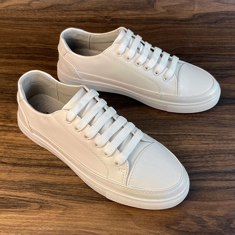 geeck高端轻奢白鞋男2024新款夏季男士休闲鞋子男款布鞋板鞋西装男鞋