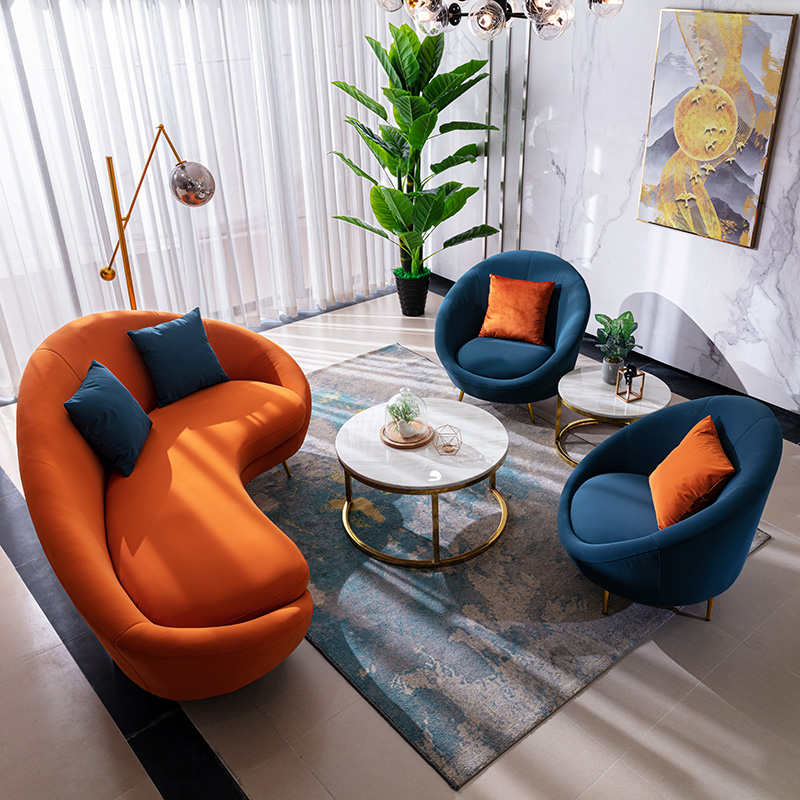 里奥斯托 沙发客厅现代轻奢ins网红异性沙发弧形半圆形创意个性沙发
