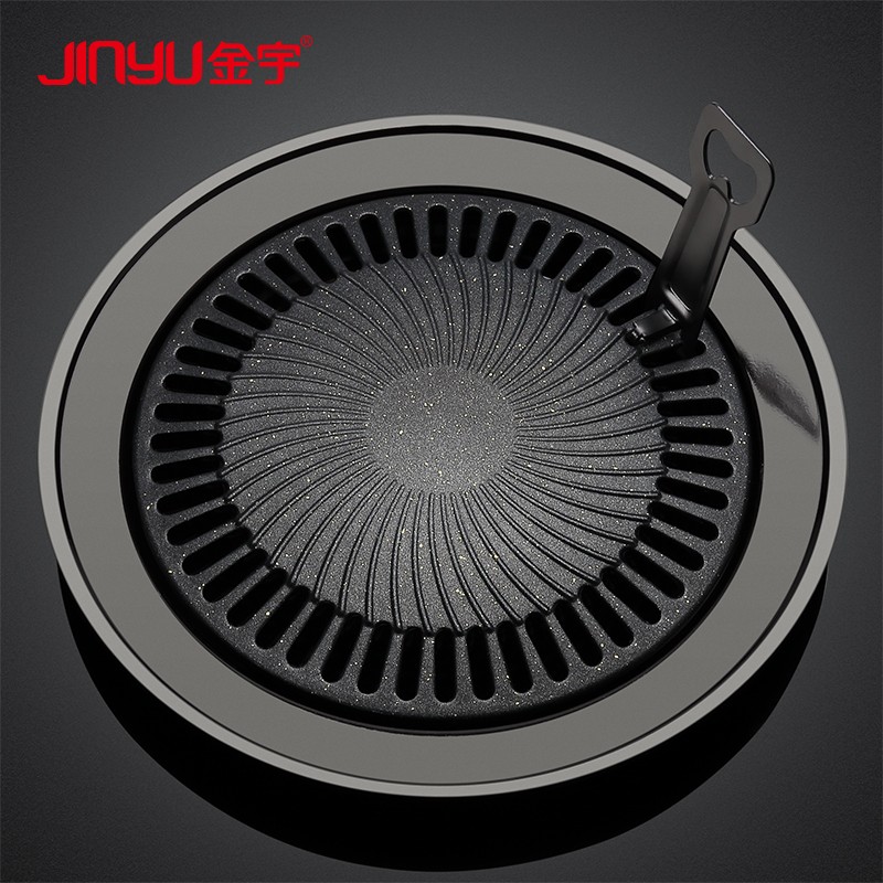 金宇(JINYU)卡式炉烤盘 烧烤盘韩式烤肉煤气灶可用 户外便携无烟不粘圆形