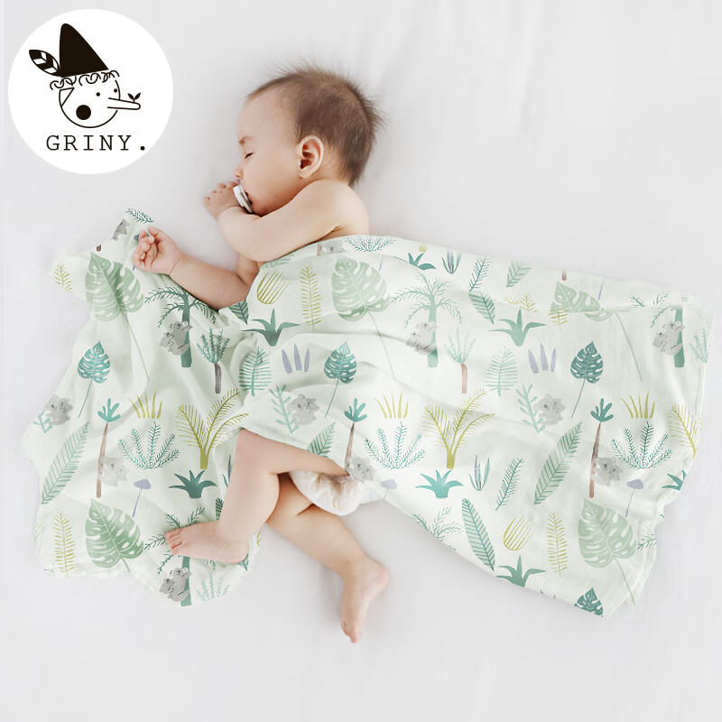 格里尼（griny）Griny婴儿纱布被子夏季薄款新生儿用品襁褓包巾初生抱被宝宝盖毯 幸运考拉 120x120cm