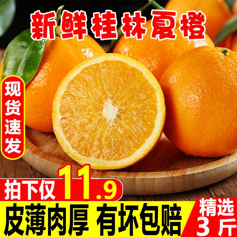橙子高山夏橙 当季新鲜橙子水果手剥橙 有坏包赔皮薄多汁 精选3斤
