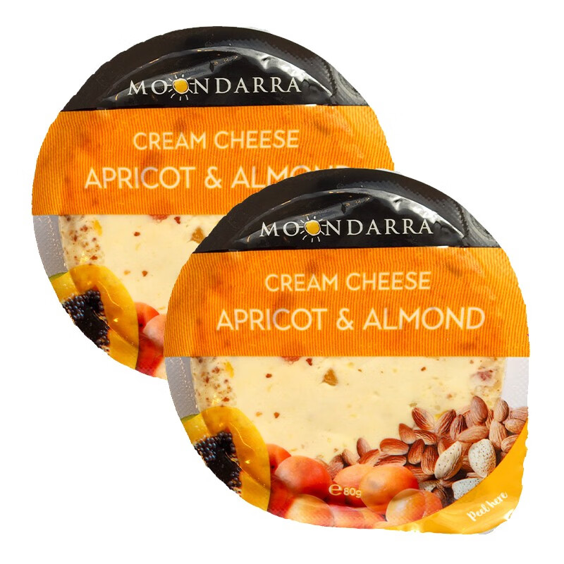 蒙达拉澳洲进口百变奶酪水果稀奶油干酪即食涂抹芝士面包烘焙 杏子扁桃仁奶酪80g*2