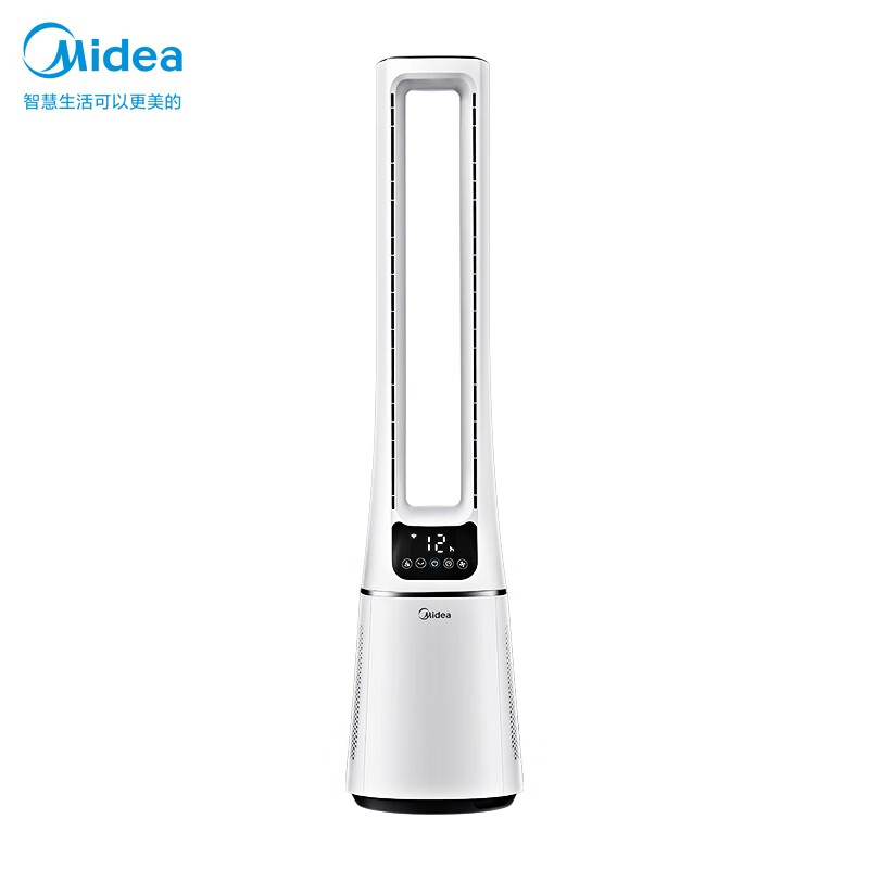 美的(Midea)电风扇无叶风扇空气循环扇家用卧室电扇立式落地扇静音智能遥控塔扇AMS150E-PB 白色
