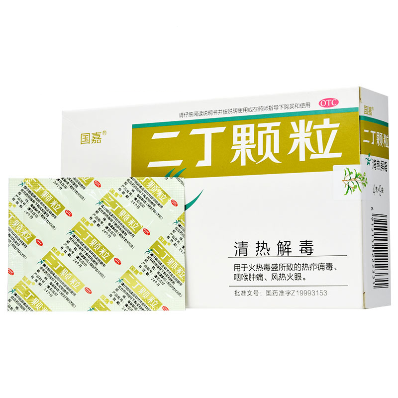 国嘉 二丁颗粒4g*9袋 清热解毒 火热毒盛 咽喉肿痛 风热火眼sl 1盒