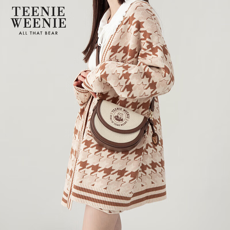 Teenie Weenie斜挎tw單肩馬鞍包女學(xué)生女神節(jié)禮物學(xué)院風(fēng)小熊包包