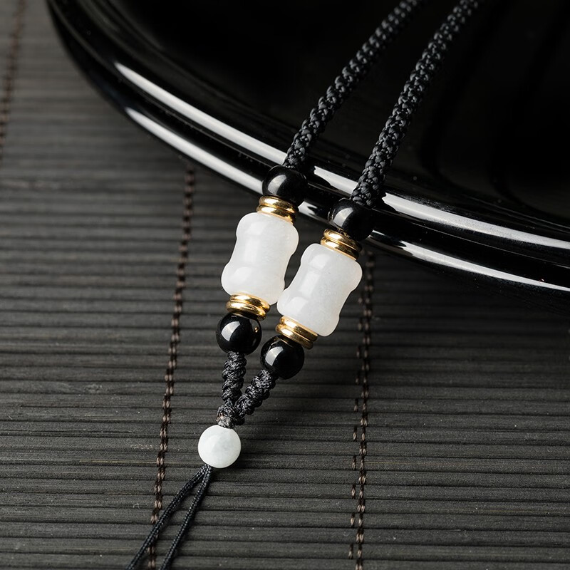 凝馨阁吊坠挂绳和田白玉手工编织玉坠玉佩玉佛男女挂件可调节红绳项链