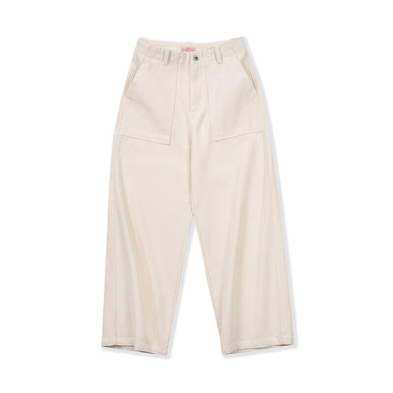 马登cleanfit白色牛仔裤春秋宽松阔腿裤美式直筒工装裤女士休闲长裤子 米白色 【显瘦高级感牛仔裤/梨形报恩裤/老钱风高腰裤】 S (80-100斤/卡码拍大)