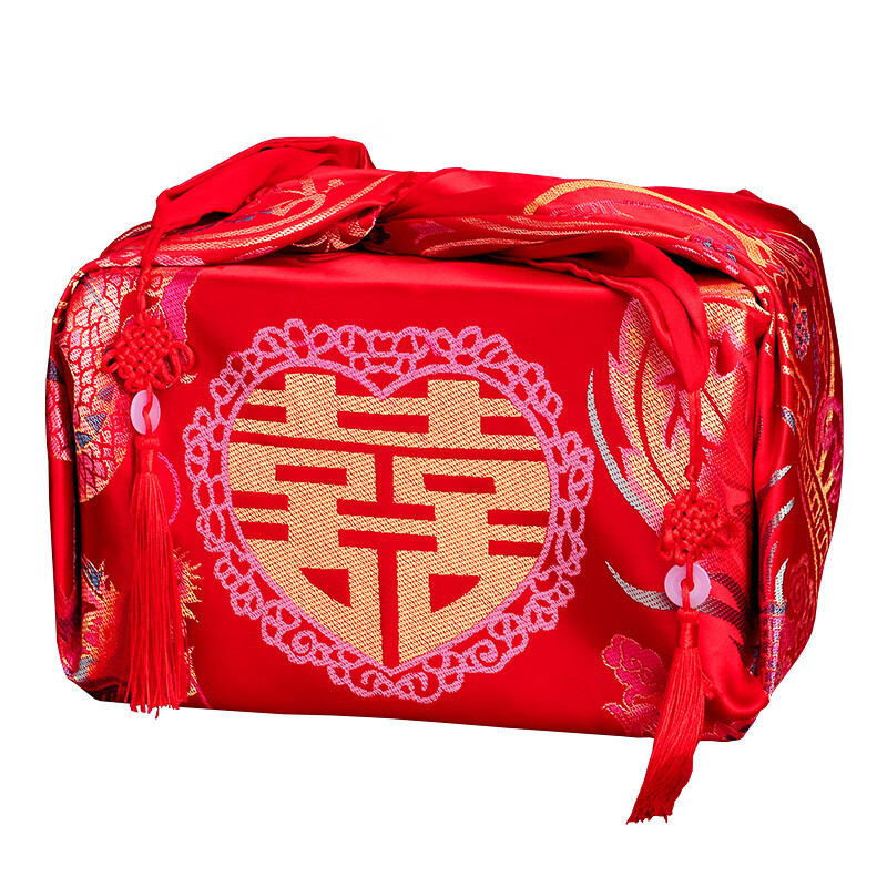 坚城结婚包袱皮女方陪嫁红包袱布新娘嫁妆喜盆包裹布大全 单层彩福