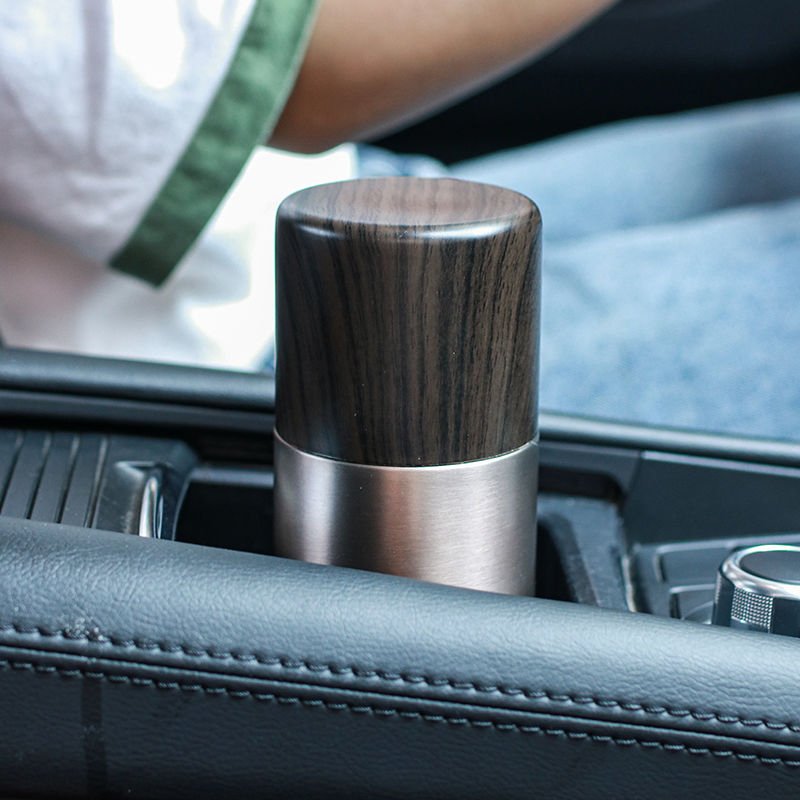 GROOT陶瓷内胆保温杯木纹运动便携水杯子男女办公室商务泡茶水杯礼品杯 升级款带陶瓷茶隔(浅棕色)