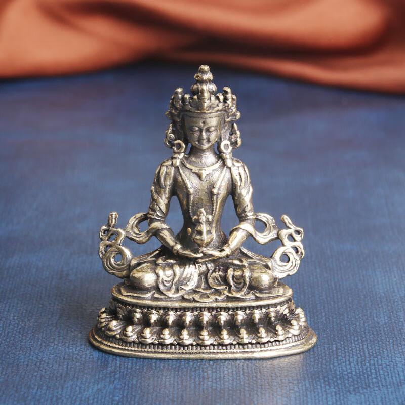 复古黄铜长寿佛桌面摆件宗教供奉佛像铜雕工艺品摆饰文玩神像批发