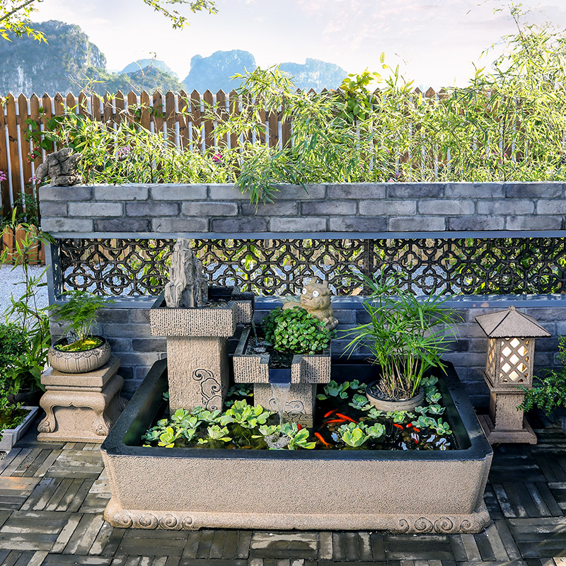 陋石坊新中式庭院流水花园布置鱼池装饰造景假山盆景植物流水摆件 s