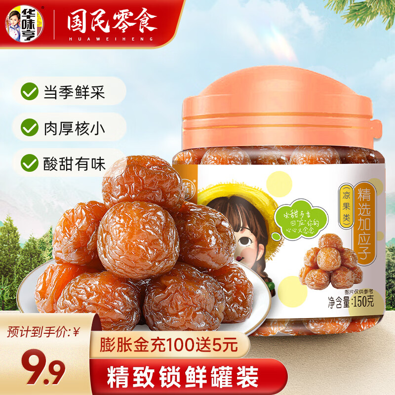 华味亨 150g精选加应子 李子干水果干蜜饯果脯酸甜话梅零食办公室小吃 150g加应子*1罐