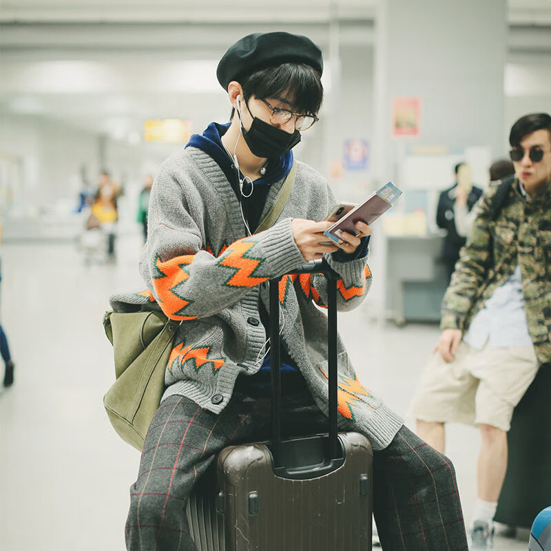 【京喜】肖战同款衣服慵懒风开衫毛衣男女宽松针织衫外套春秋情侣上衣