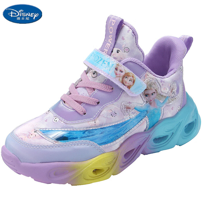 迪士尼（DISNEY）童鞋    女童新款亮灯公主鞋冰雪奇缘艾莎鞋小女孩运动鞋 688紫色单 33码内长20.1