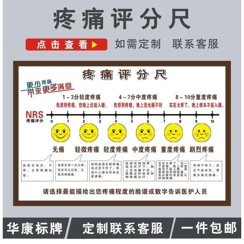 疼痛评分尺医用疼痛分级测评分表情温馨提示牌病房脸谱疼痛测评分尺