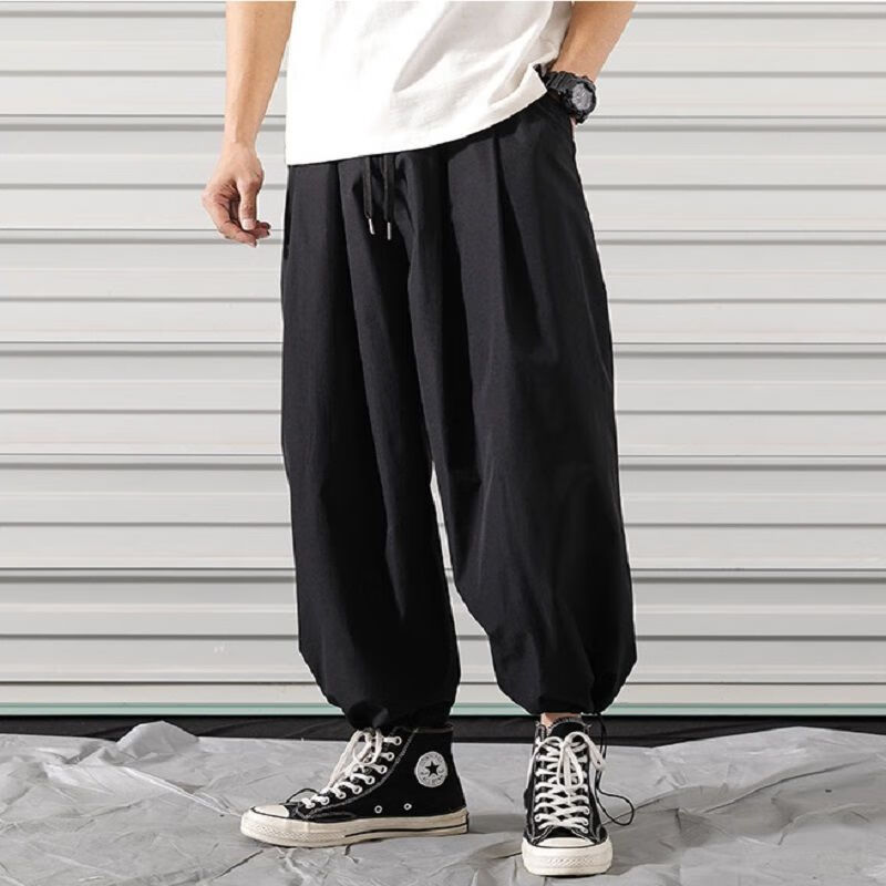 宁墅适合胖子腿短的裤子男生小腿粗肥秋夏季灯笼裤日式大码阔腿宽松休