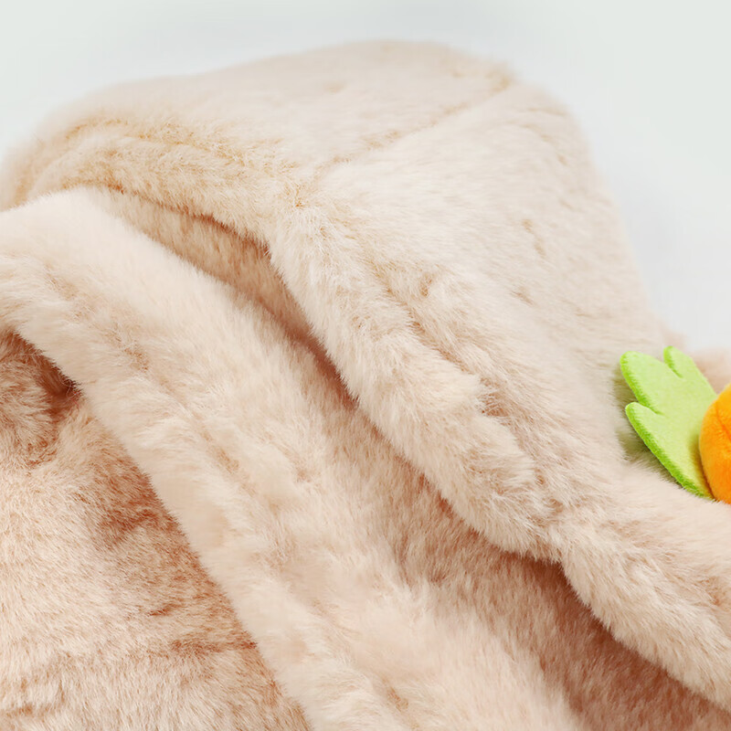 达芬奇密码 儿童礼物动物卡通围脖冬季毛绒仿獭兔秋冬天围巾 胡萝卜 裸色 70*10cm