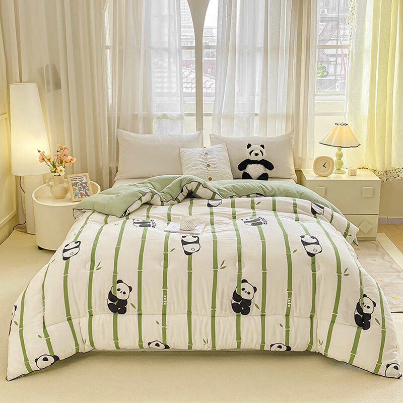匹鲁儿童被子A类四季抗菌春秋被冬季加厚学生宿舍家用床上保暖被子 清逸漫竹(7A抗菌) 150*200cm(4斤) 京东折扣/优惠券