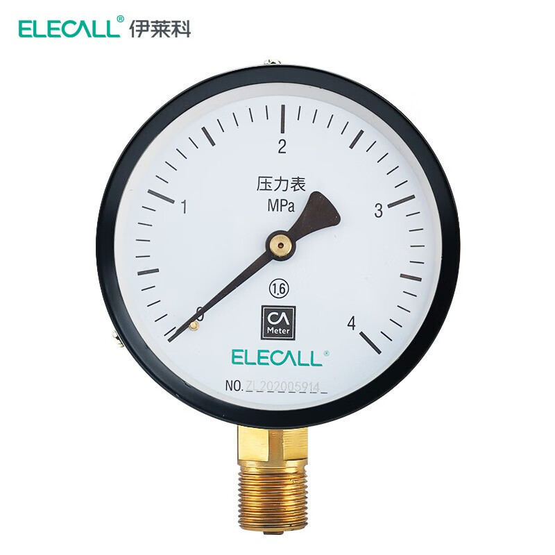 伊莱科(elecall)压力表 普通真空气压负压表热炉空调空气压力表y-100