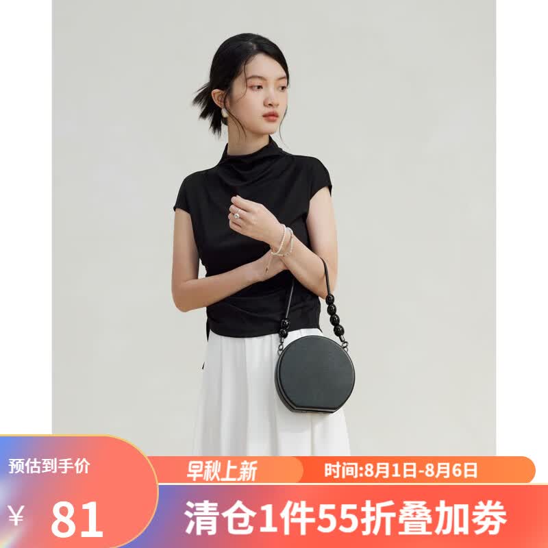 自巧（ZIQIAO）小个子桑蚕丝针织衫女2023夏季新款高级感半高领无袖上衣 星空黑 3【153-155cm左右参考】属于什么档次？