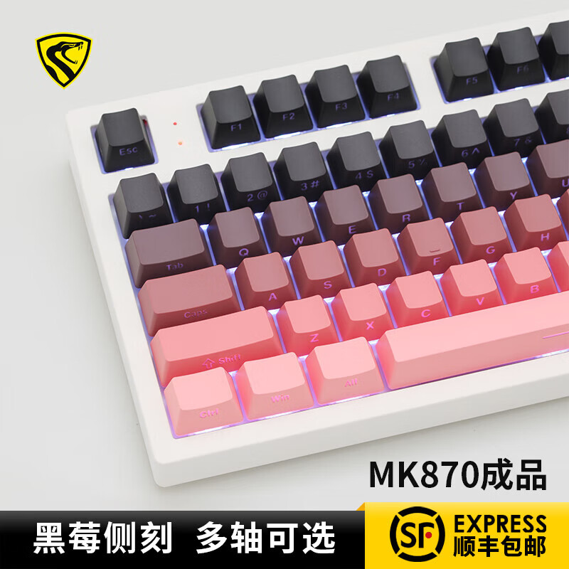 腹灵MK870微尘侧刻机械键盘87键蓝牙无线三模成品游戏办公客制化套件 【单模】白色面+黑莓侧刻键帽 凯华BOX红轴V2【手感顺滑】 京东折扣/优惠券