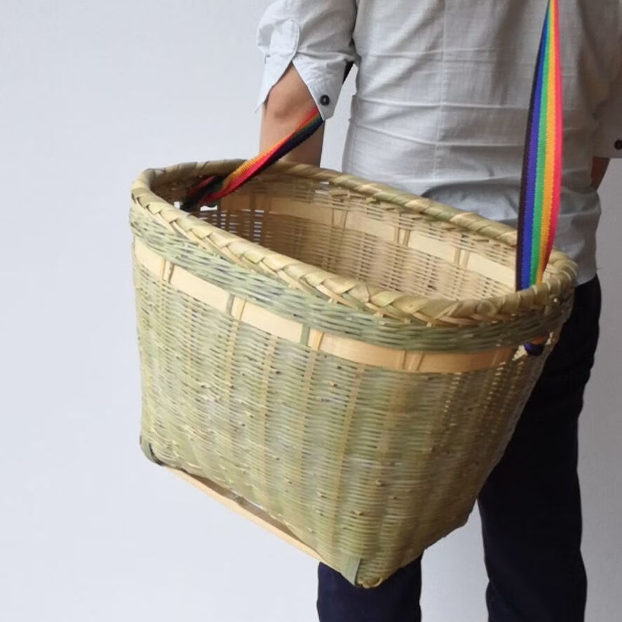 削尼克斯湖南方形背篓竹编背篓全竹 竹子背篓筐 采茶竹篓筐  竹编家