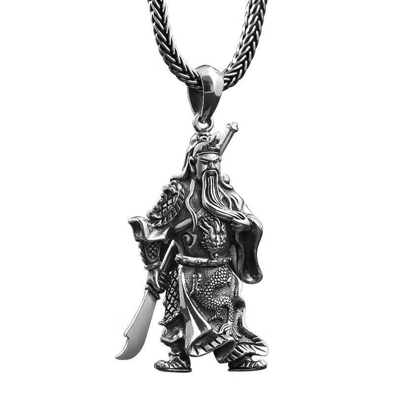 关公吊坠男士潮个性霸气990银实心创意泰银工艺挂坠 复古银关公吊坠26