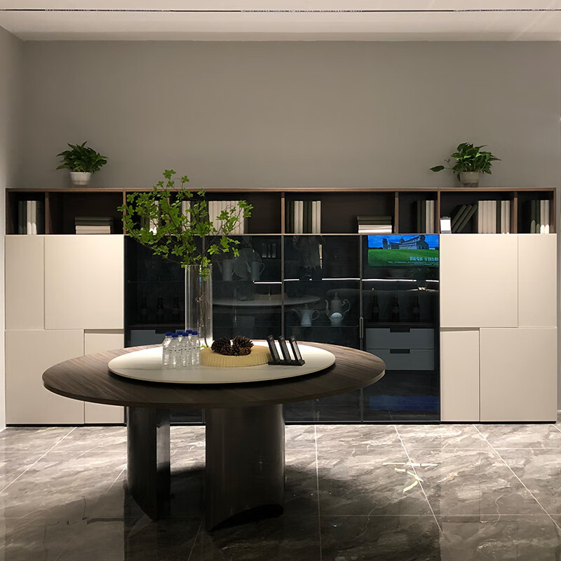 飞美家具矮柜餐边柜轻奢现代风爱格板定制厨房餐边柜一体酒柜装饰柜