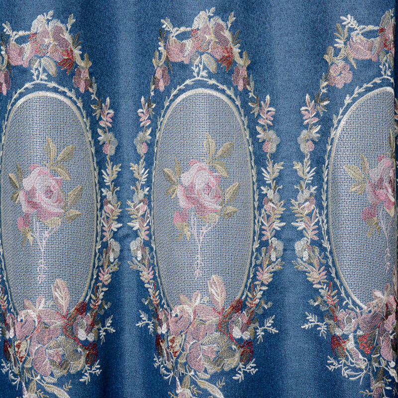 瑞齐 镜中月欧式窗帘绣花豪华客厅卧室遮光落地成品大气简约现代宫廷