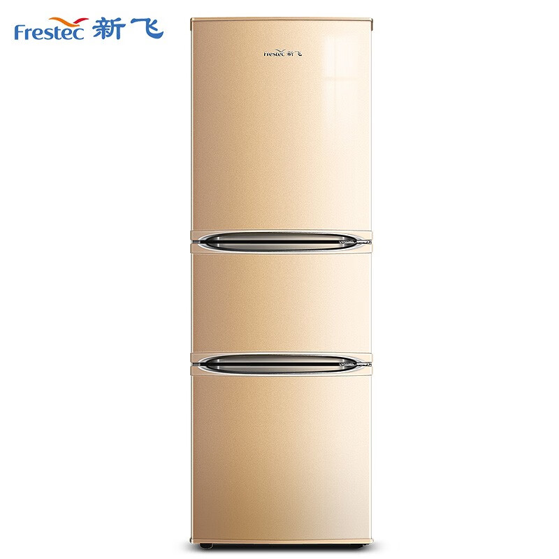 新飞（ Frestec）190升三门电冰箱 中门宽幅变温 小型冰箱 环保养鲜 节能速冻（深空金）BCD-190LT3EJ
