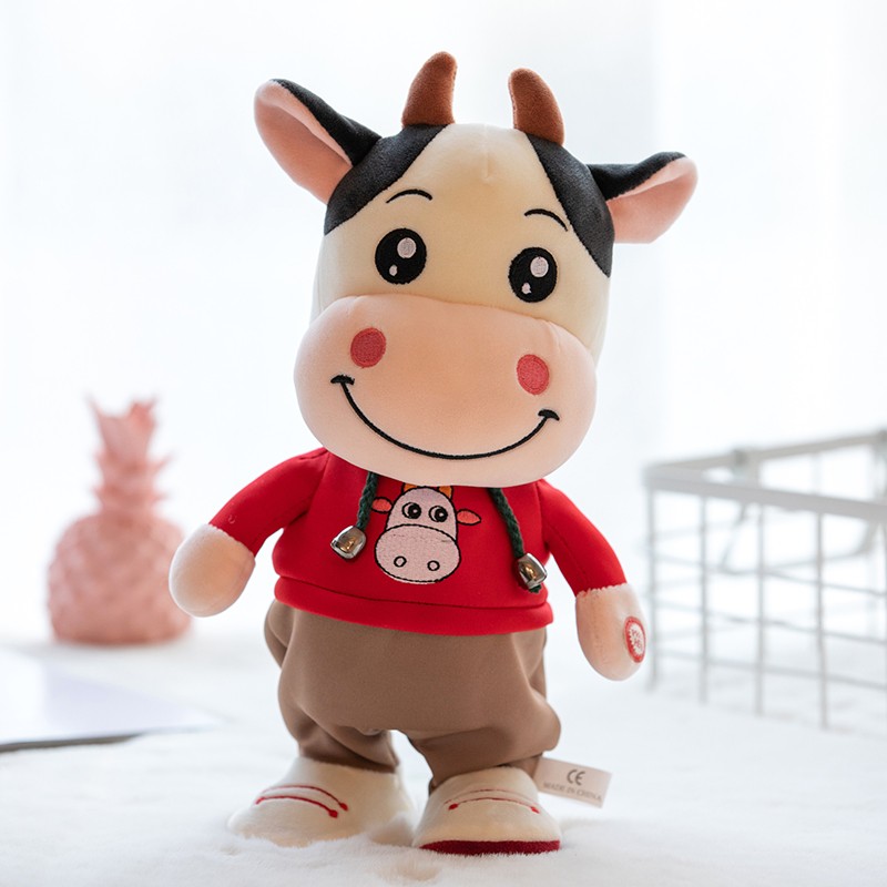 快乐音符儿童仿真毛绒牛牛布娃娃公仔会唱歌跳舞学舌玩偶女孩玩具生日