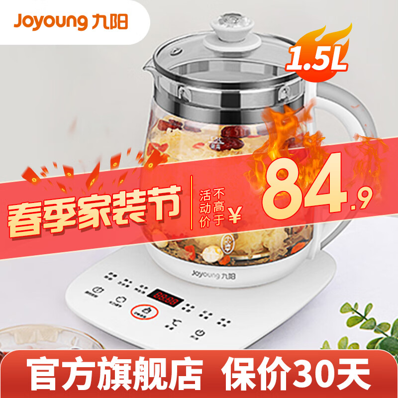 九阳（Joyoung） 养生壶1.5L茶具电茶壶煮茶壶花茶壶玻璃煮茶器煎药壶中药锅药膳电水壶烧水壶 DGD1506BQ【超高性价比断货款】