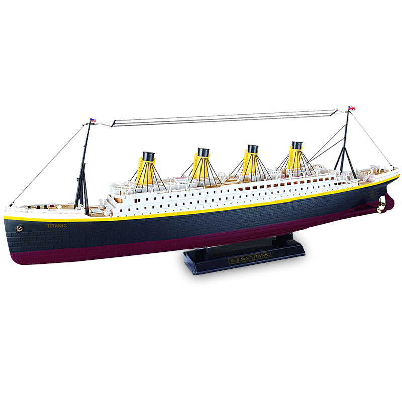 泰坦尼克号模型可下水电动铁达尼号遥控船邮轮快艇水上玩具情人礼物赛船摆设 泰坦尼克号遥控船(全套) 版-800安三电可玩75分钟左右
