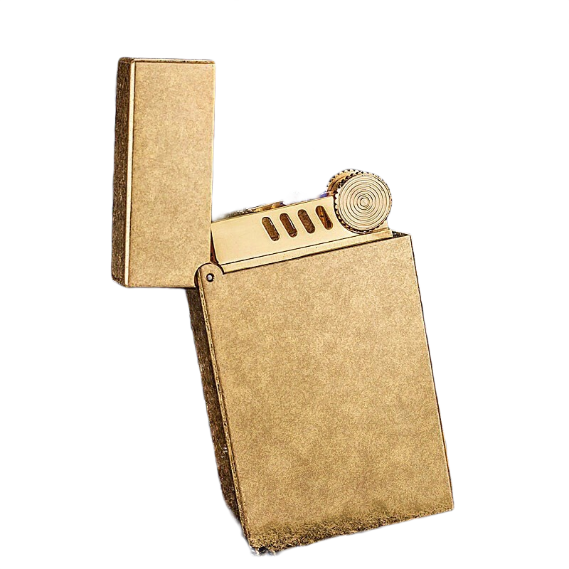 佐羅 佐羅創(chuàng)意個性超薄充氣打火機 拉絲黃銅砂輪明火防風(fēng)送男友禮物 552原銅滾花（煤油火機） 套裝 1支